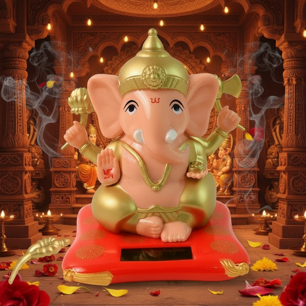 Solar-powered Dancing Ganesha Idol  Decorative Lord Ganpati Showpiece With Movement