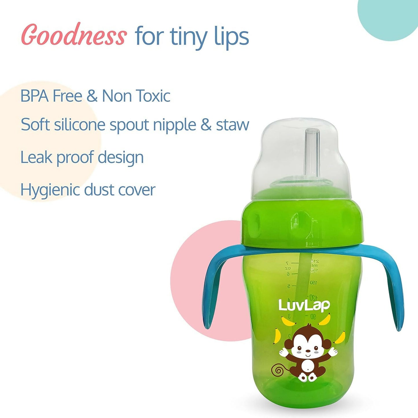 Luvlap banana time 2 in 1 sipper - 150 ml green