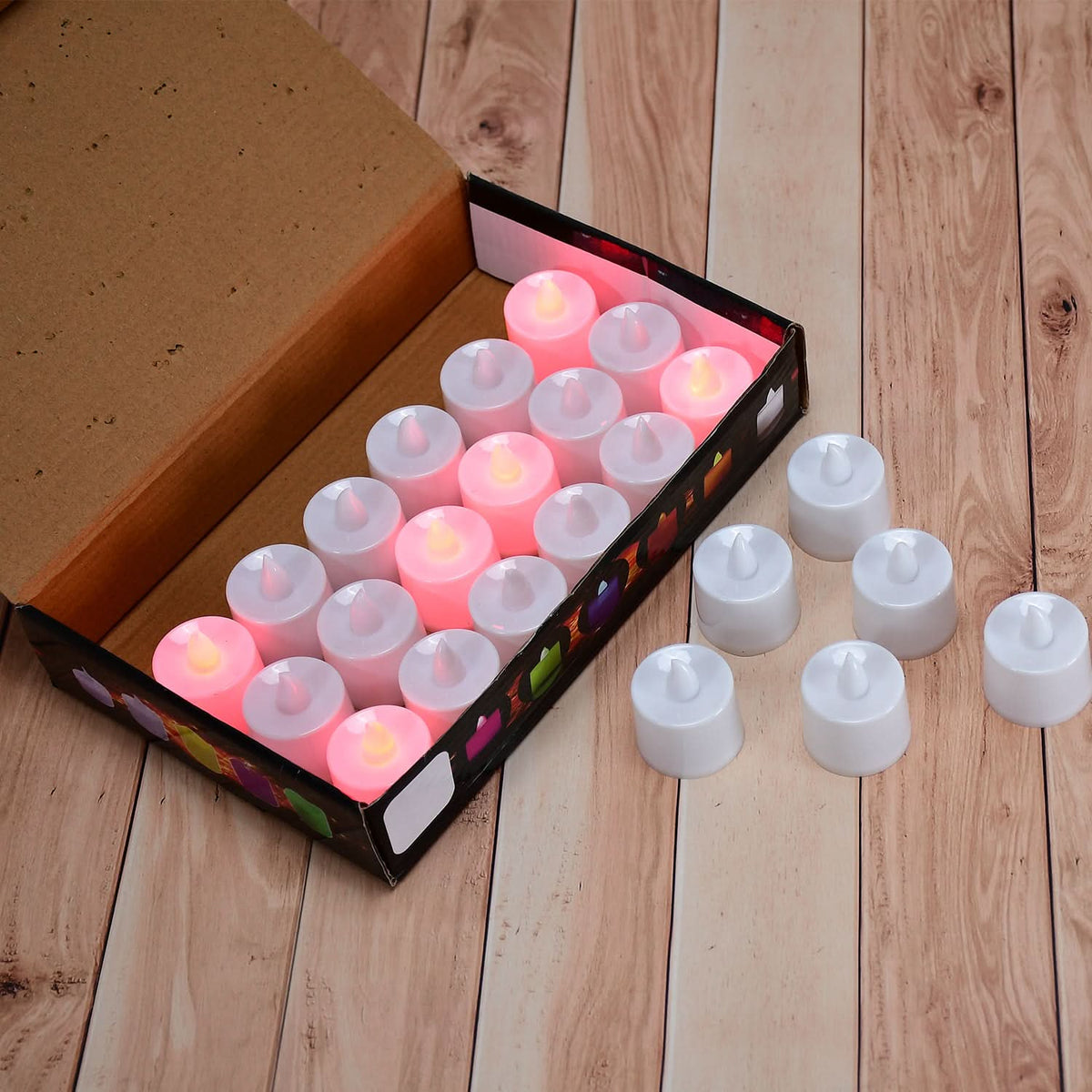 Decorative Flameless Candles Red LED Tealights (Pack of 24) HP DD
