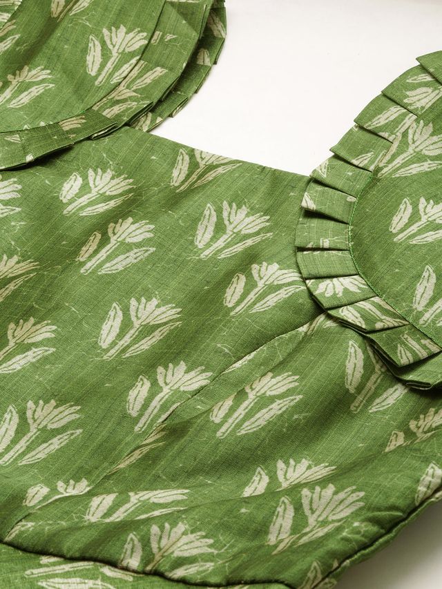 Bollywood Vogue Ready To Wear Green Digital Printed Maxi Dress