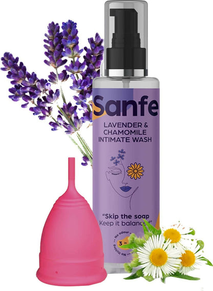 A Perfect Self-Care Combo(Sanfe Small Menstrual Cup + Intimate Wash 100 Ml)