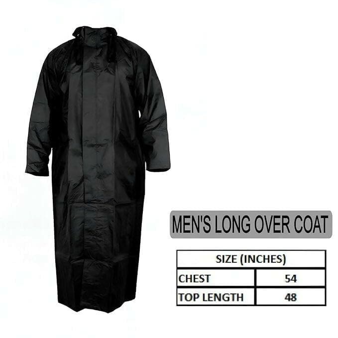 Men's Nylon Hooded Waterproof Full Length Size 3XL (Black) - HalfPe