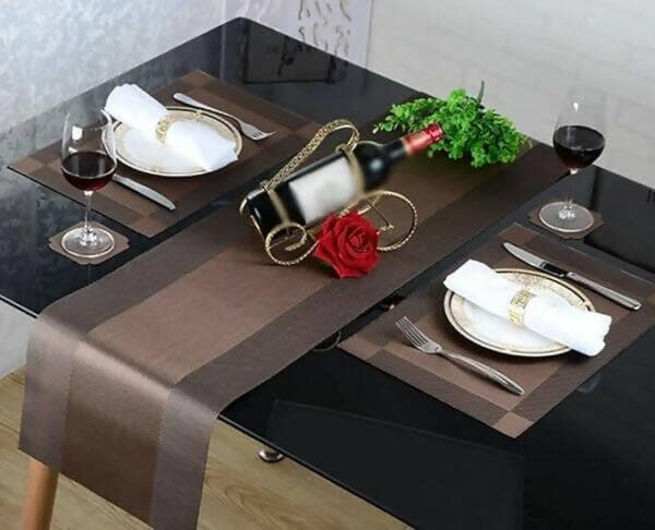 P-plus international bamboo-like woven vinyl table runner heat resistant decoration - HalfPe