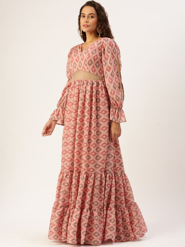 Bollywood Vogue Ready To Wear Multicolored Georgette Printed Gown