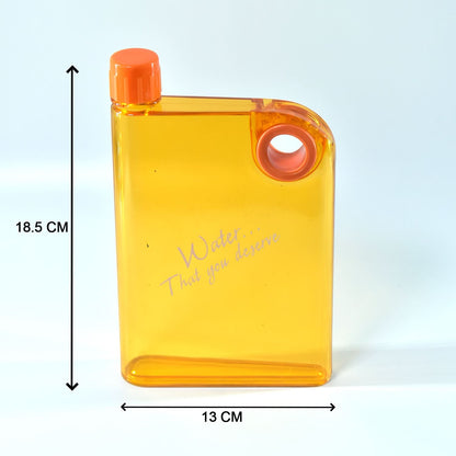 Notebook Water Bottle – Slim, Leak-Proof 380ml Flat Bottle for Office, School & Travel