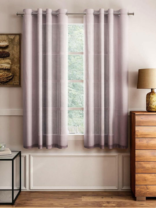 Lushomes sheer curtains 5 feet, Based sheer curtains, parda, Curtains & Drapes, window curtain, Brown (54 x 60 inches, Single pc) - HalfPe