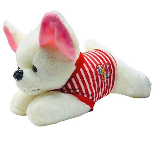 White & Red Plush Sitting Dog Toy