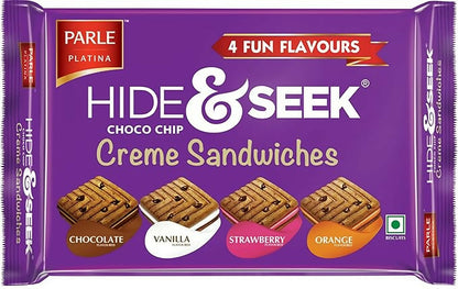 Parle Hide & Seek 4 Fun Flavours Choco Chip Creme Sandwich Biscuits 400 g