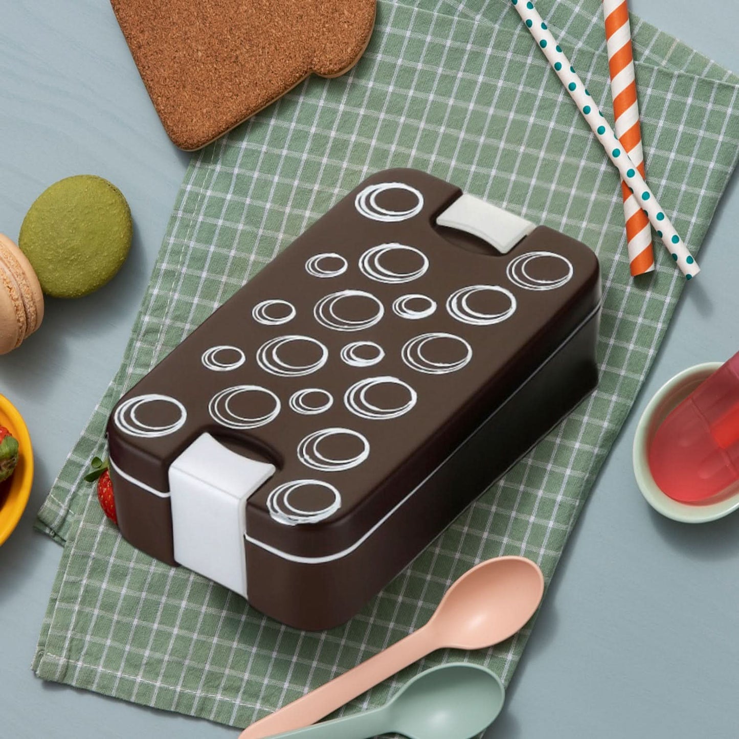 Airtight 2-Compartment Lunch Box with Spoon