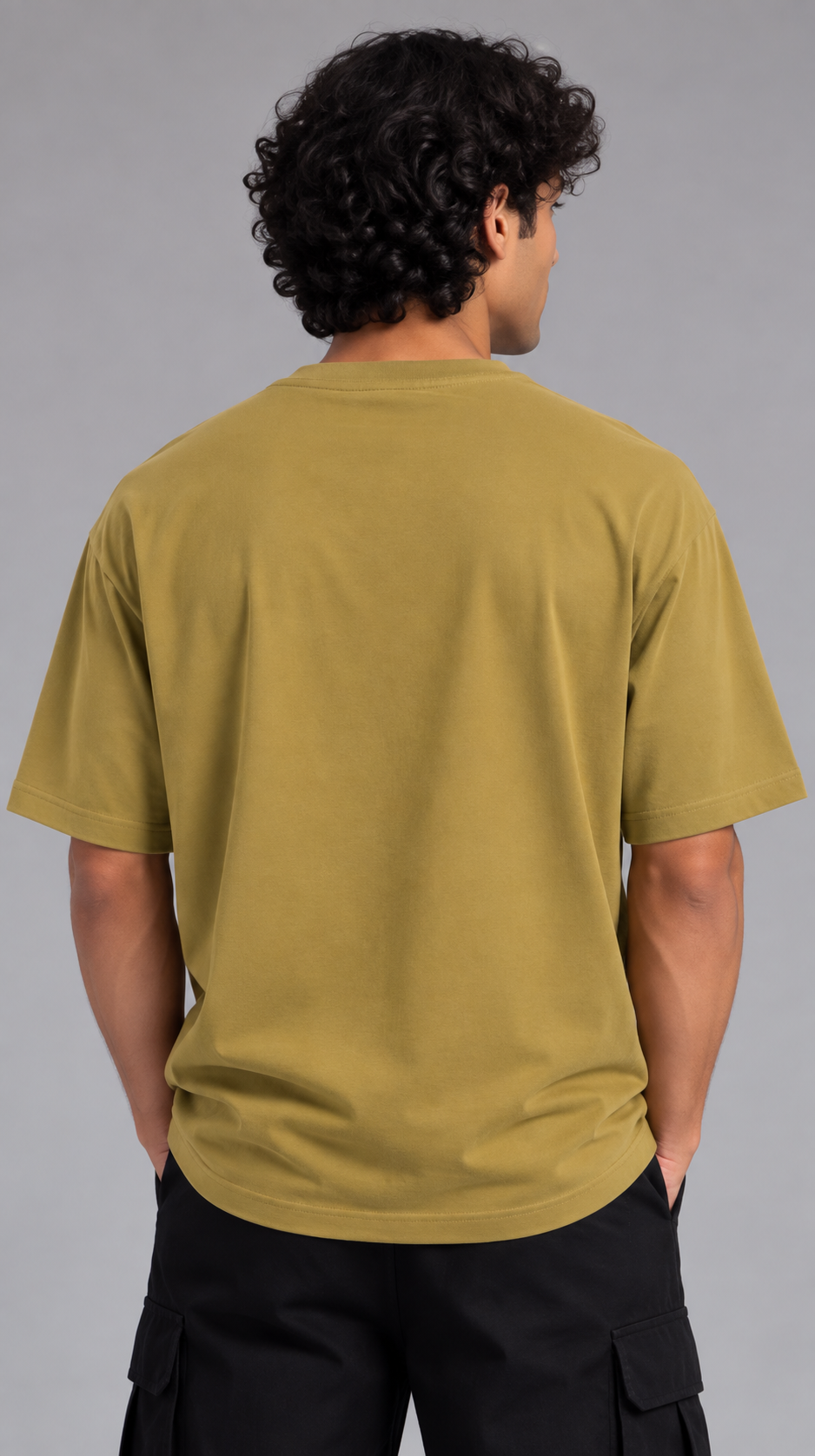 HUSTLE Men's Crew Neck Oversized T-Shirt – Golden Olive