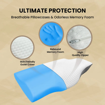 Sleepsia Cervical Pillow for Neck Pain & Shoulder Pain Relief |Orthopedic Memory Foam Pillow, Cervical Pillow, Neck Support Medical Pillow - Grey/White (Gel)