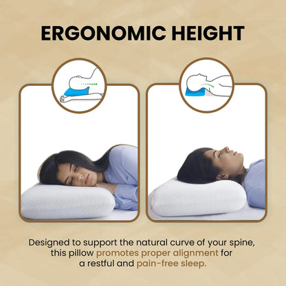 Sleepsia Orthopedic Cooling Gel Memory Foam Pillow | Cervical Pillow for Neck and Shoulder Pain Relief Support Bed Sleeping (Standard,White)