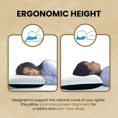 Sleepsia Orthopedic Cooling Gel Memory Foam Pillow | Cervical Pillow for Neck and Shoulder Pain Relief Support Bed Sleeping (Standard,Black/White)