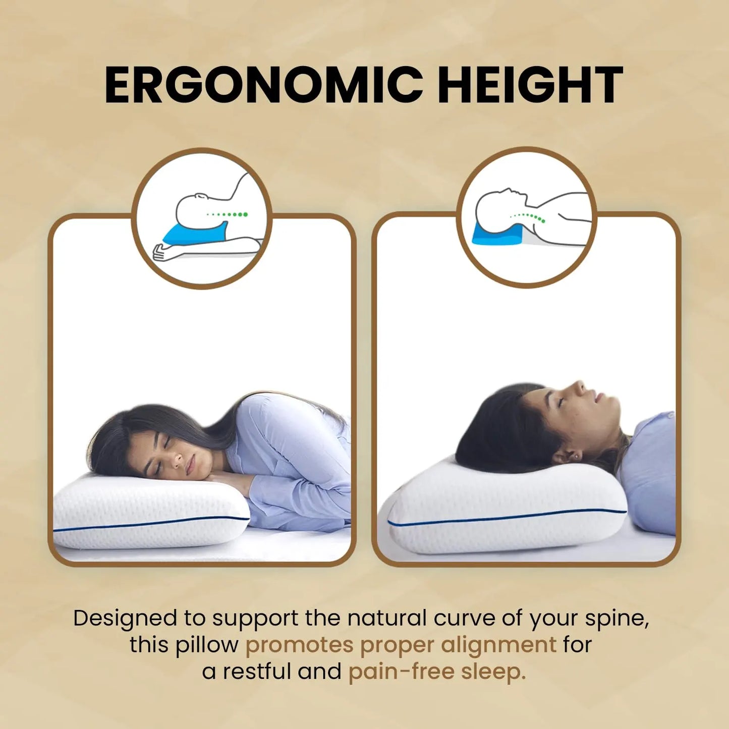 Sleepsia Orthopedic Cooling Gel Memory Foam Pillow | Cervical Pillow for Neck and Shoulder Pain Relief Support Bed Sleeping (Standard,Blue Piping)