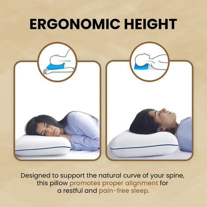 Sleepsia Orthopedic Cooling Gel Memory Foam Pillow | Cervical Pillow for Neck and Shoulder Pain Relief Support Bed Sleeping (Standard,Blue Piping)