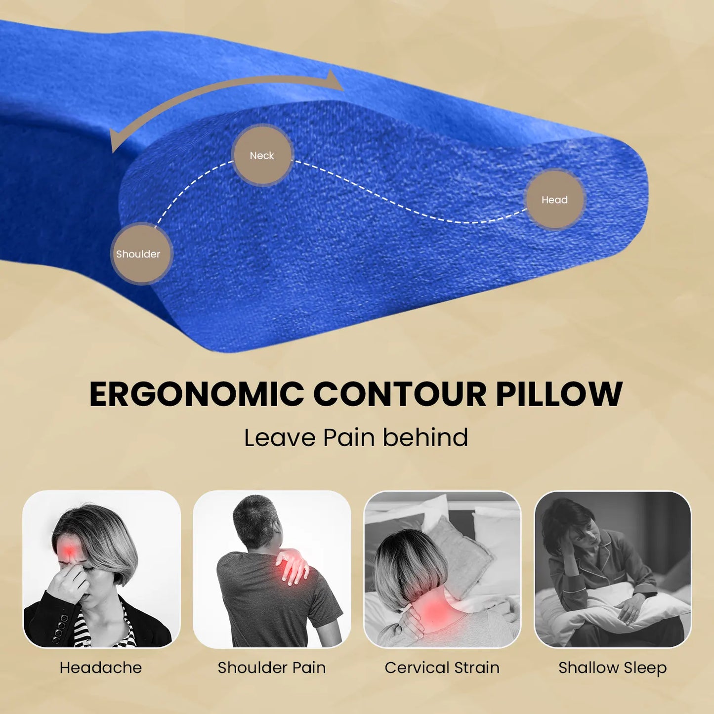 Sleepsia Cervical Pillow for Neck Pain & Shoulder Pain Relief |Orthopedic Memory Foam Pillow, Cervical Pillow, Neck Support Medical Pillow - Blue (Gel)