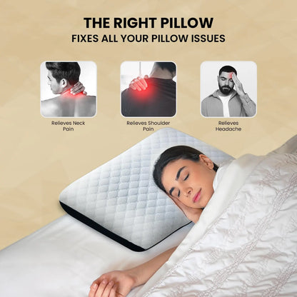 Sleepsia Orthopedic Cooling Gel Memory Foam Pillow | Cervical Pillow for Neck and Shoulder Pain Relief Support Bed Sleeping (Standard,Black/White)