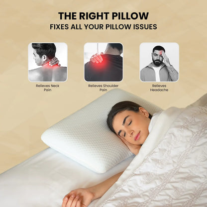 Sleepsia Orthopedic Cooling Gel Memory Foam Pillow | Cervical Pillow for Neck and Shoulder Pain Relief Support Bed Sleeping (Standard,White)