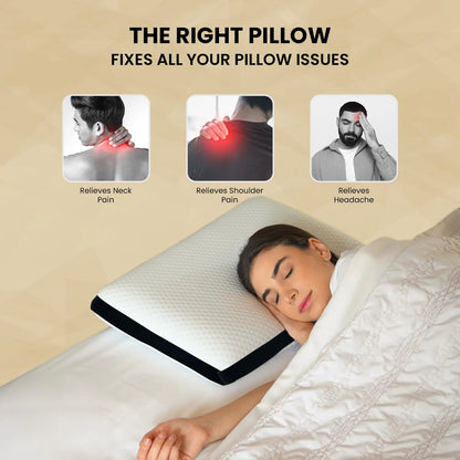 Sleepsia Orthopedic Cooling Gel Memory Foam Pillow | Cervical Pillow for Neck and Shoulder Pain Relief Support Bed Sleeping (Standard,Black/Stripes)