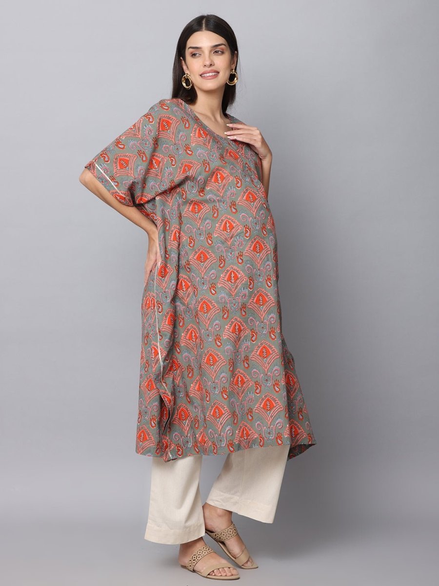 Chand Sitare Maternity Kaftan Kurta Set With Nursing - MEW-CHSTR-S