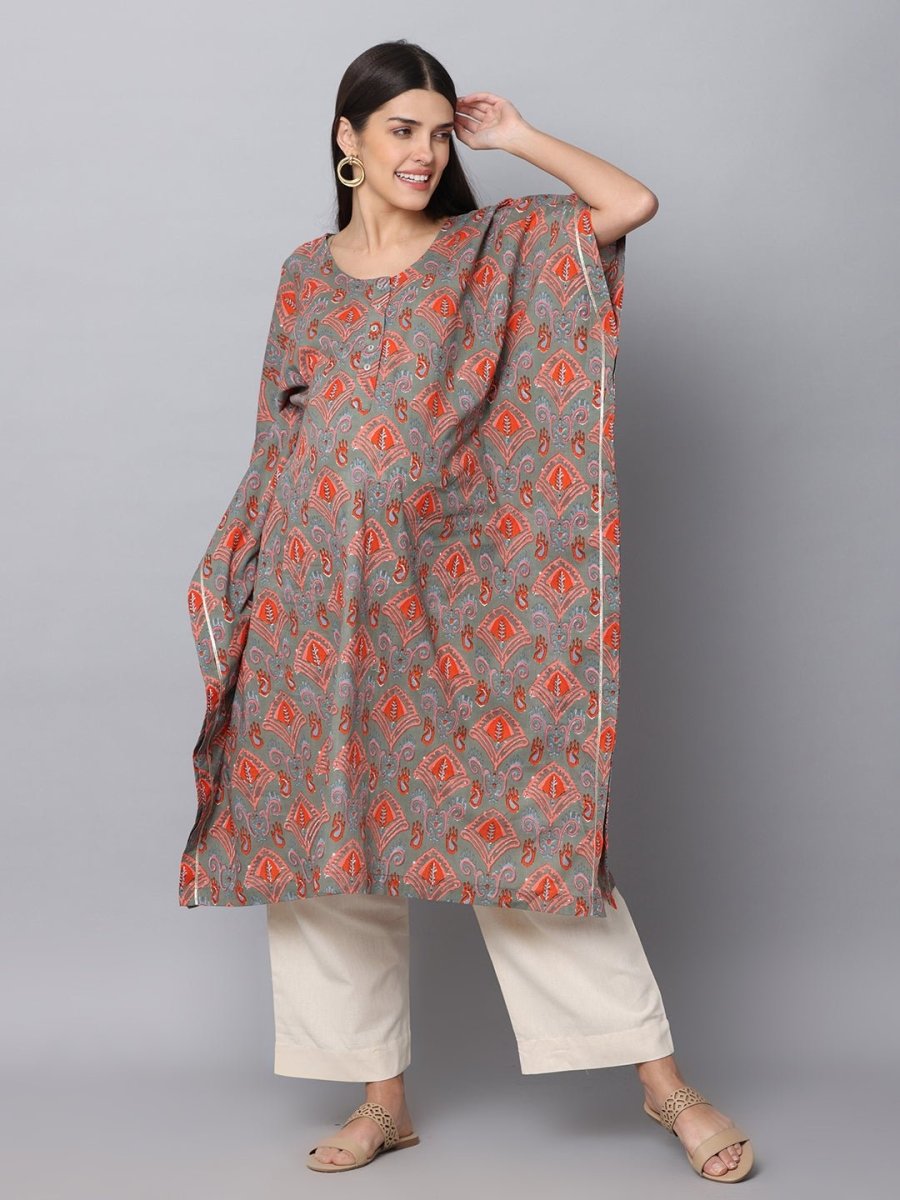 Chand Sitare Maternity Kaftan Kurta Set With Nursing - MEW-CHSTR-S