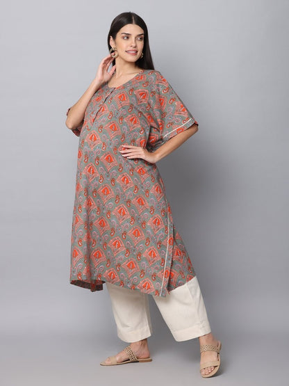Chand Sitare Maternity Kaftan Kurta Set With Nursing - MEW-CHSTR-S