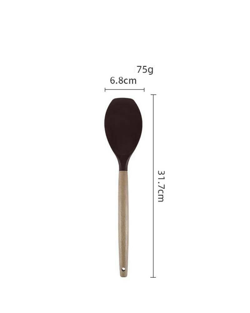 P-Plus International Premium Silicone Spatula Flexible & Heat Resistant Rubber Spatula with Wood Handle (Black) - HalfPe