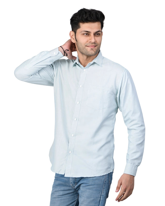 Poly Cotton Full Sleeves Solid Shirt for Men, White