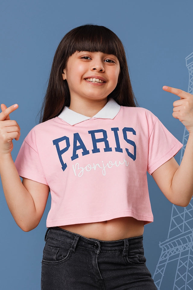 Cotton Printed Tops/Tunics for Girls, Pink