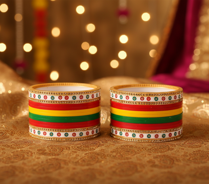 Plastic Traditional Stoned Chudha for Women, Multicolor