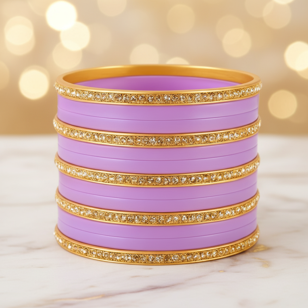 Plastic Traditional Stoned Chudha for Women, Purple