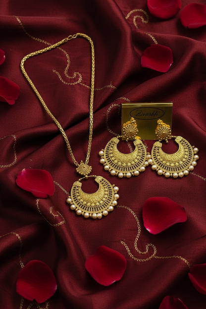 Women's Oxidized Meenakari Jewellery Set with Earrings, Yellow, Pack of 1