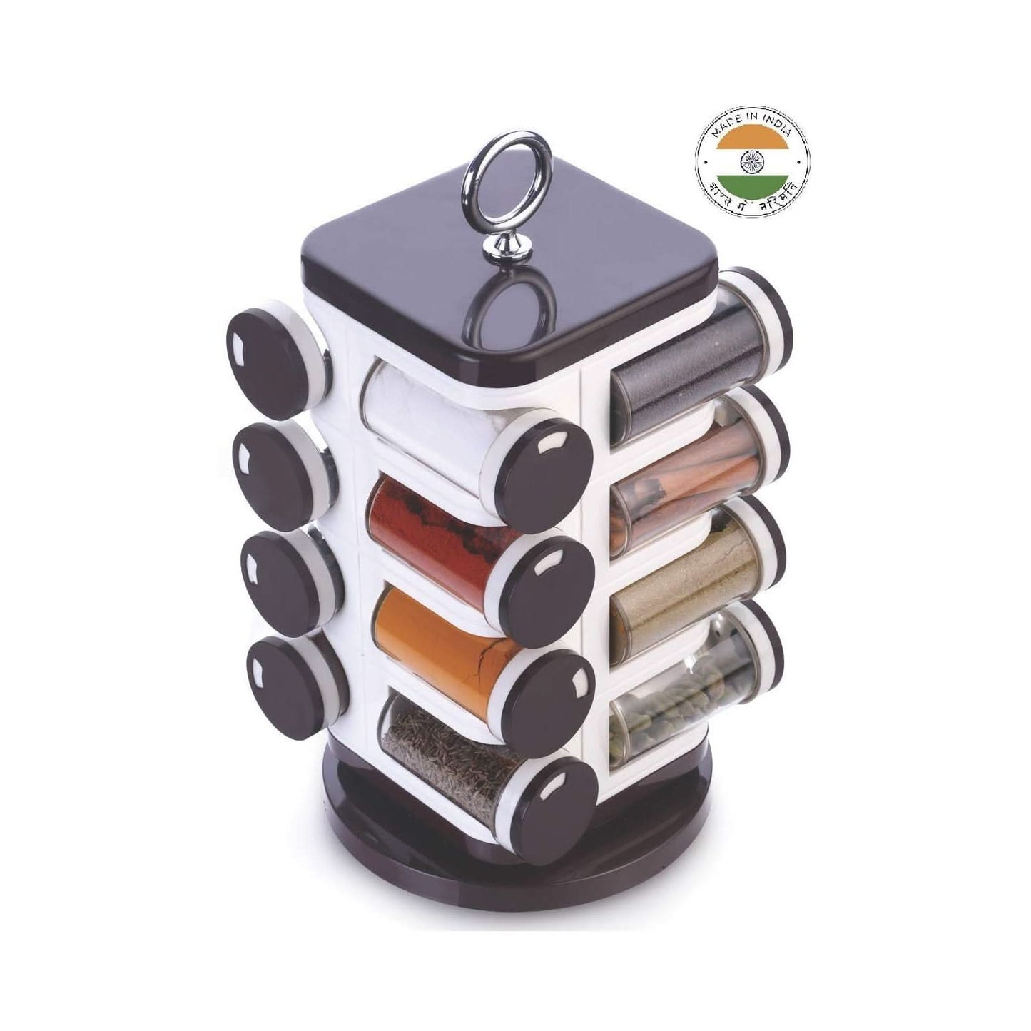 Ganesh Revolving Spice Rack 16 Plastic Dispensers (100ml Each)
