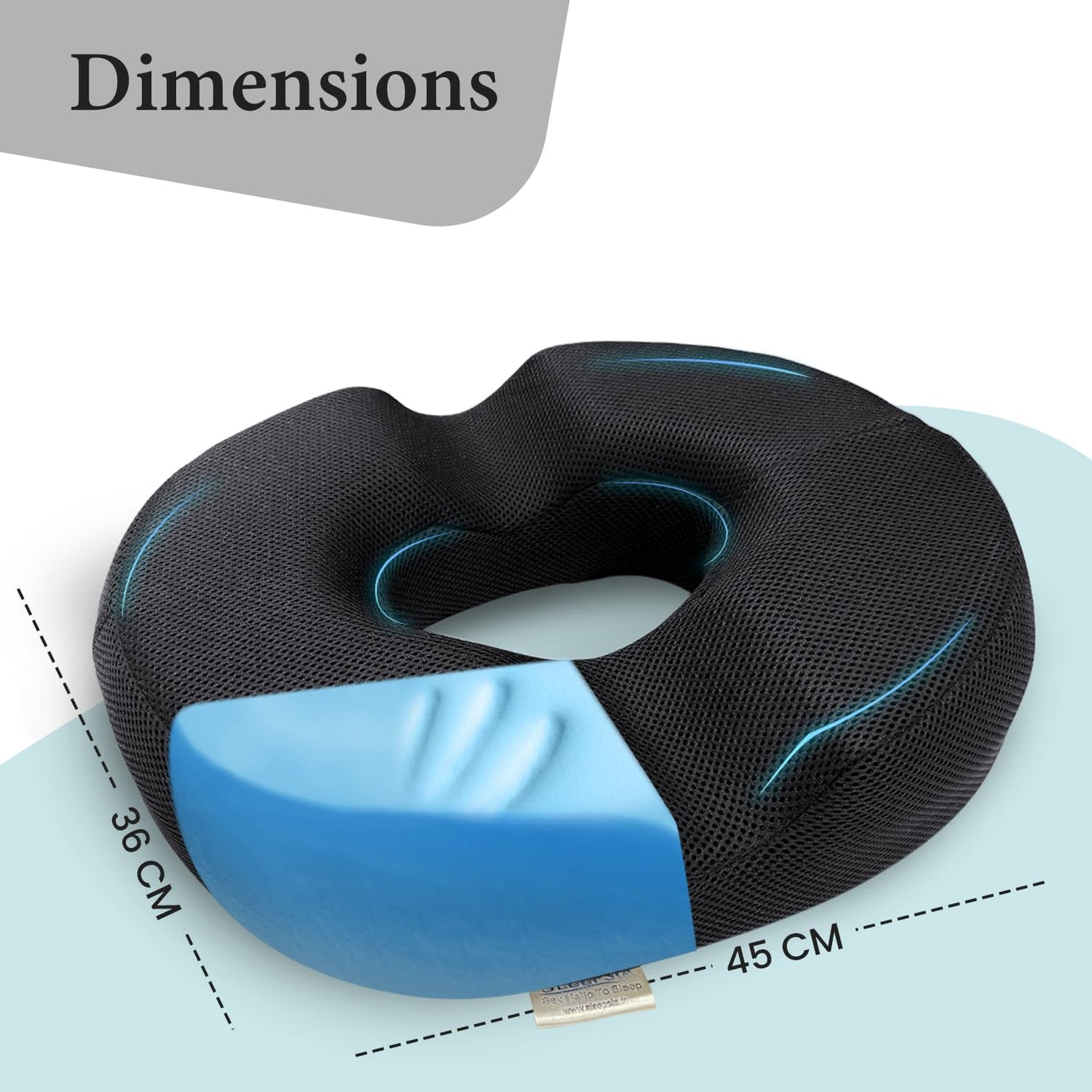 Sleepsia Donut Pillow for Tailbone Pain | Coccyx Seat Cushion for Chair- Car Seat Cushion (Black,Grey Gel Memory Foam)