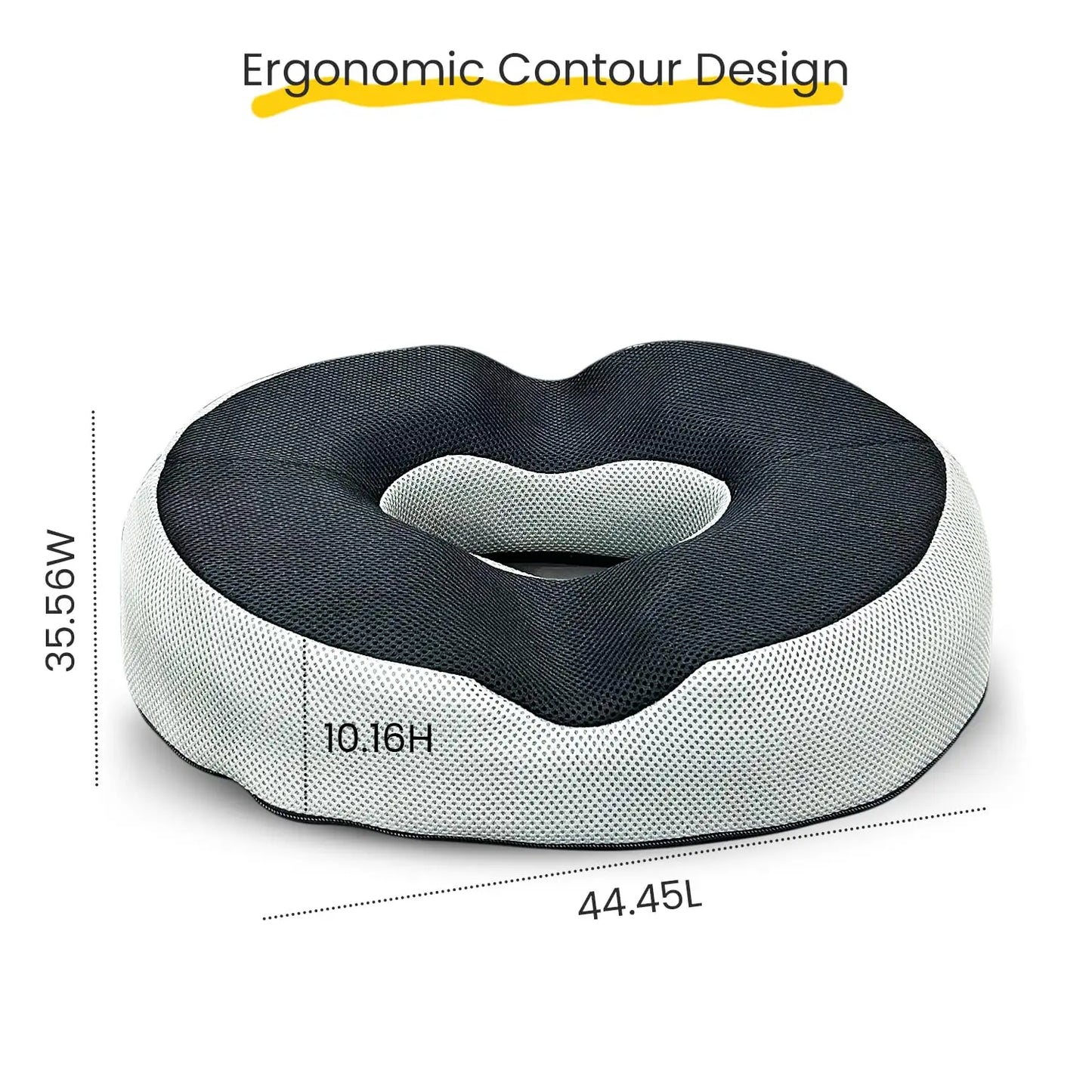 Sleepsia Donut Pillow for Tailbone Pain | Coccyx Seat Cushion for Chair- Car Seat Cushion (Black/Grey,Gel Memory Foam)
