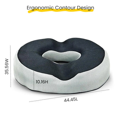 Sleepsia Donut Pillow for Tailbone Pain | Coccyx Seat Cushion for Chair- Car Seat Cushion (Black/Grey,Gel Memory Foam)