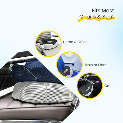 Sleepsia Donut Pillow for Tailbone Pain | Coccyx Seat Cushion for Chair- Car Seat Cushion (Black/Grey,Gel Memory Foam)