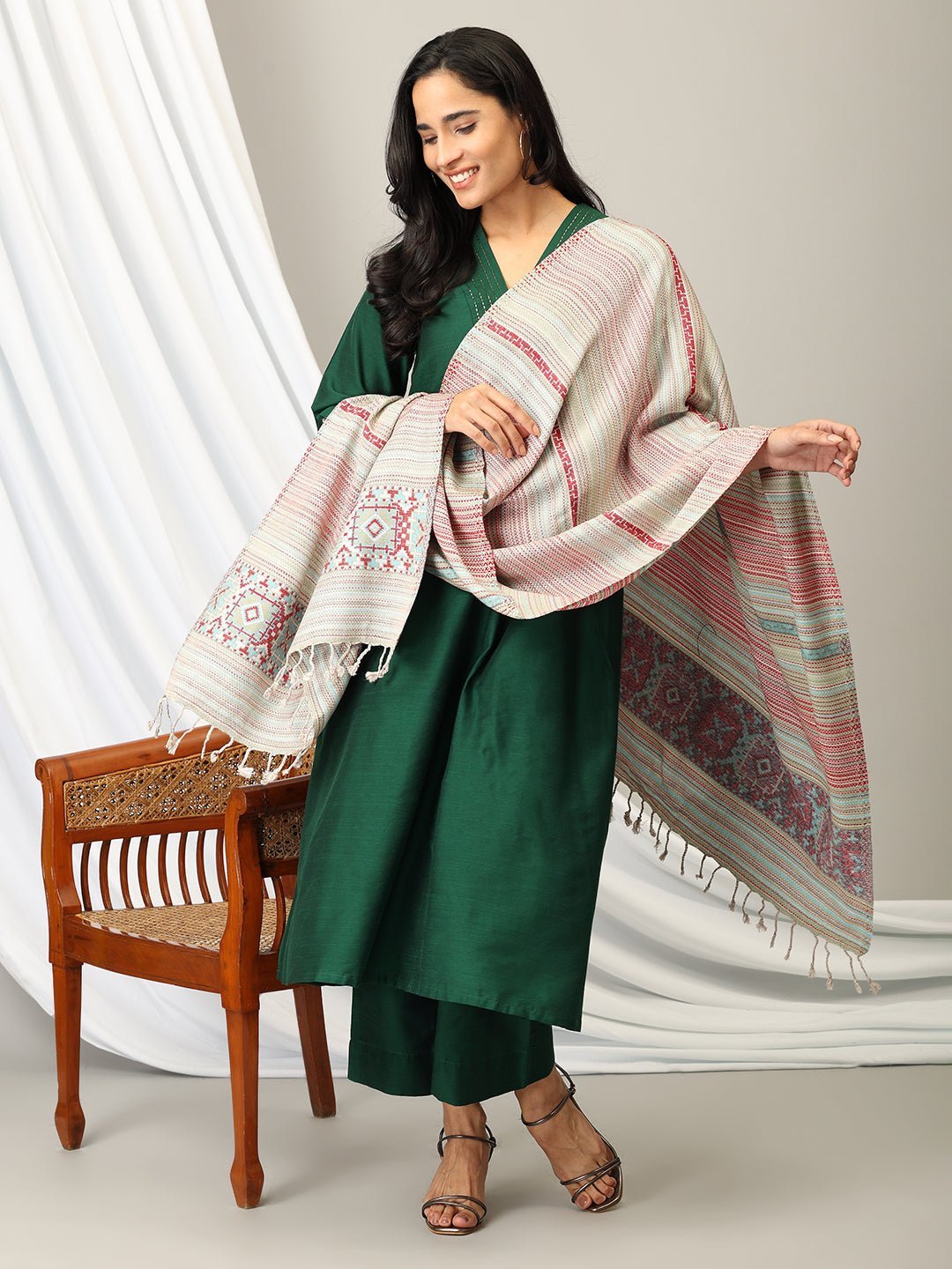 Color Cascade Acrylic Woolen Stoles - Blue - WNTSTL - CLCSBLU