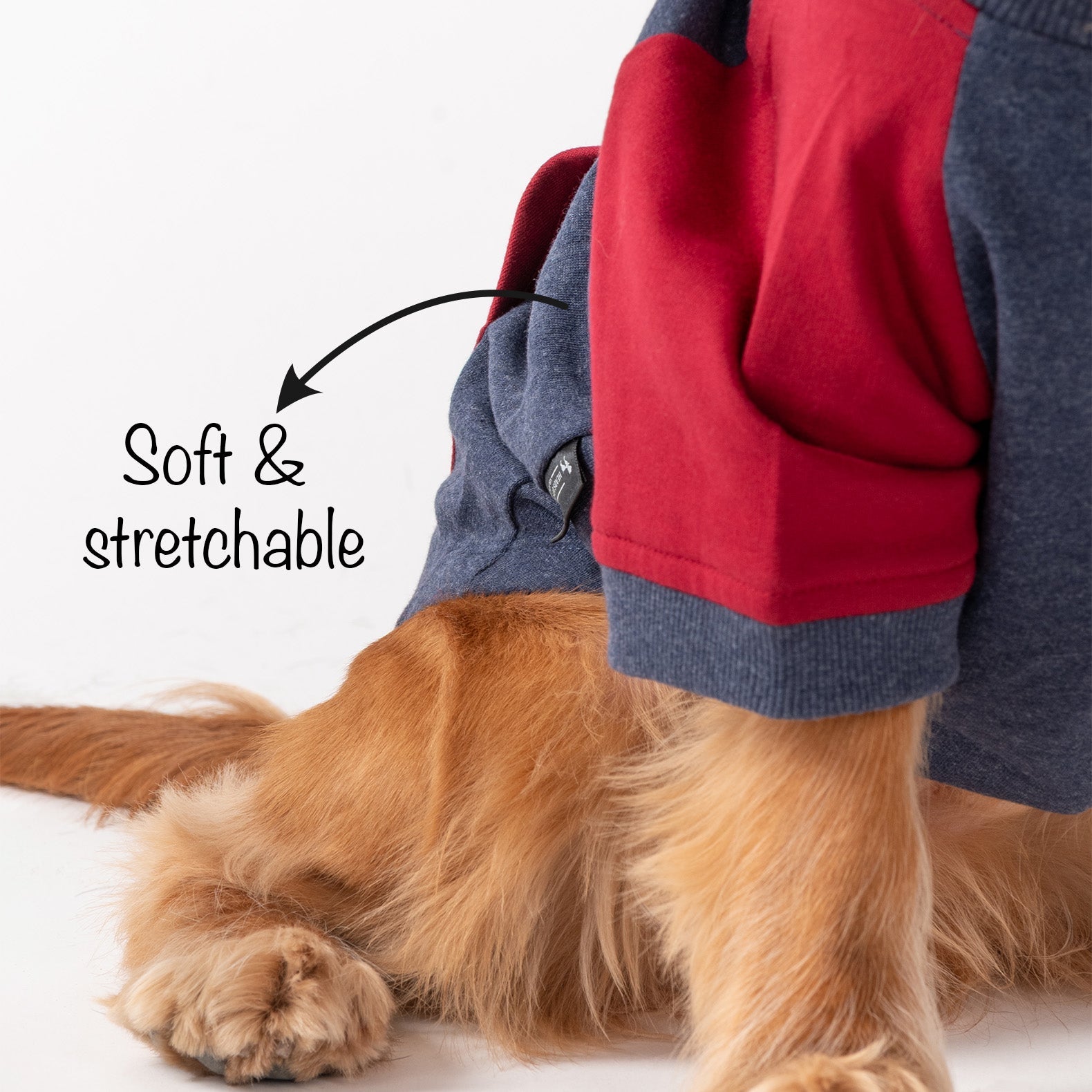 HUFT Colour Block Pocket Pet Sweatshirt - Blue Melange and Red - Heads Up For Tails