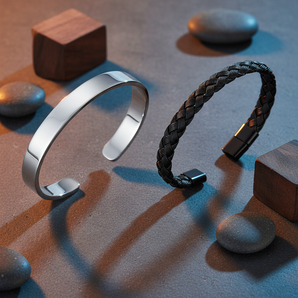 Jazz and Sizzle Men Black Plated Textured Cuff Bracelet Combo