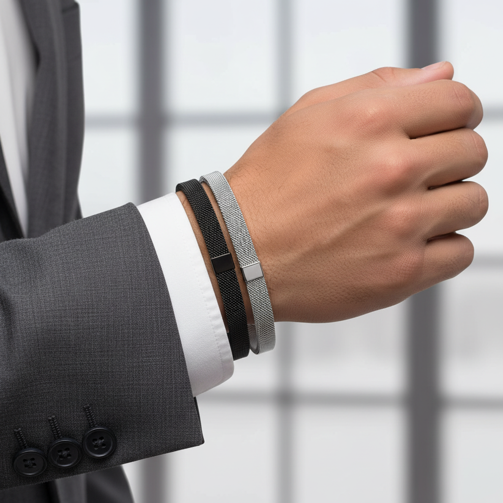 Jazz and Sizzle Men Black-Plated Kada Bracelet and Silver-Plated Cuff Bracele