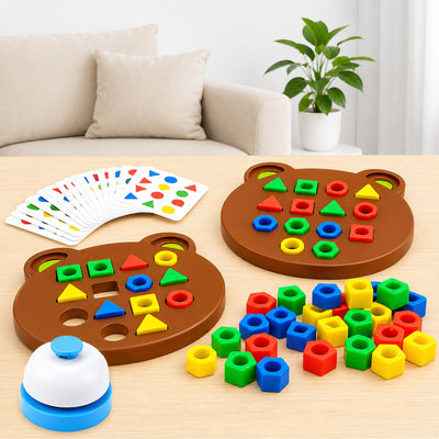 Kidology Geometric Shape and Color Matching Puzzle Board Game with Bell for Kids 3+ Years | Sensory Educational, Fun and Learning Toy for Children | Ideal for Gifting, Multicolor