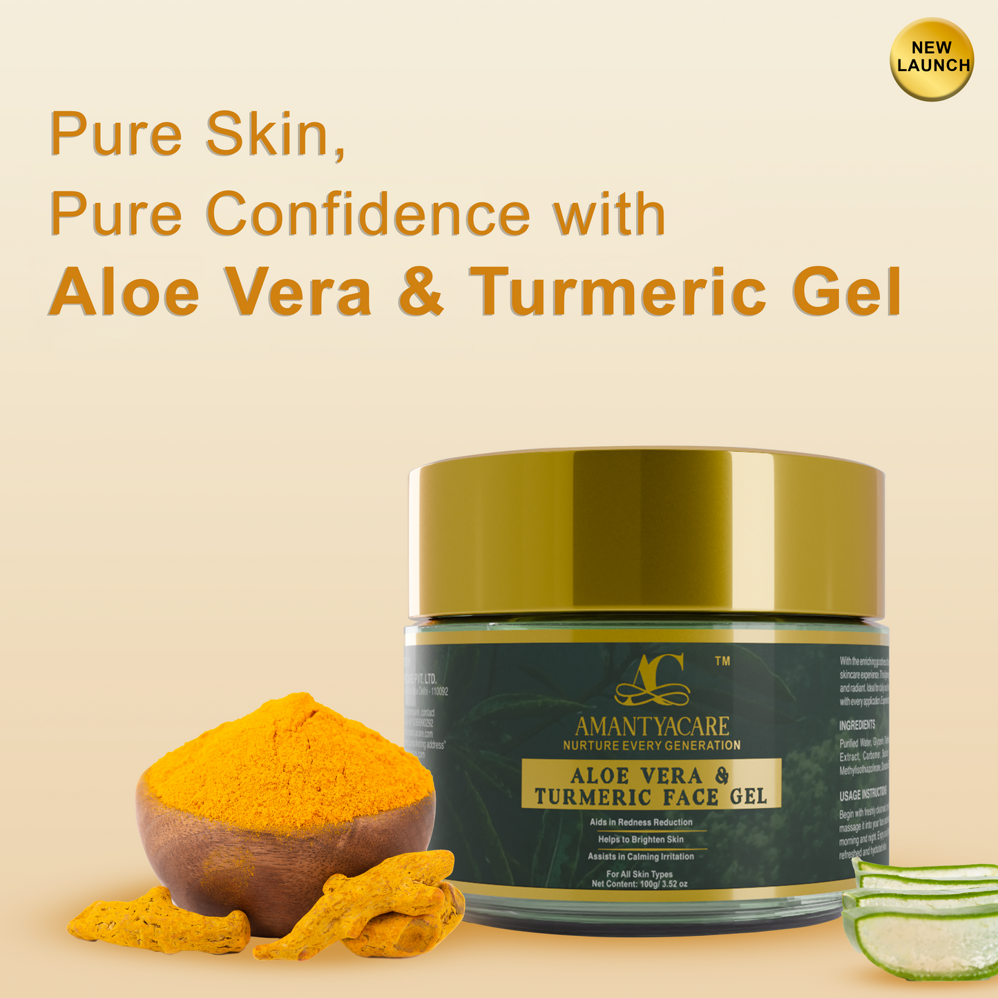 Aloe Vera & Turmeric Face Gel Amantya Care