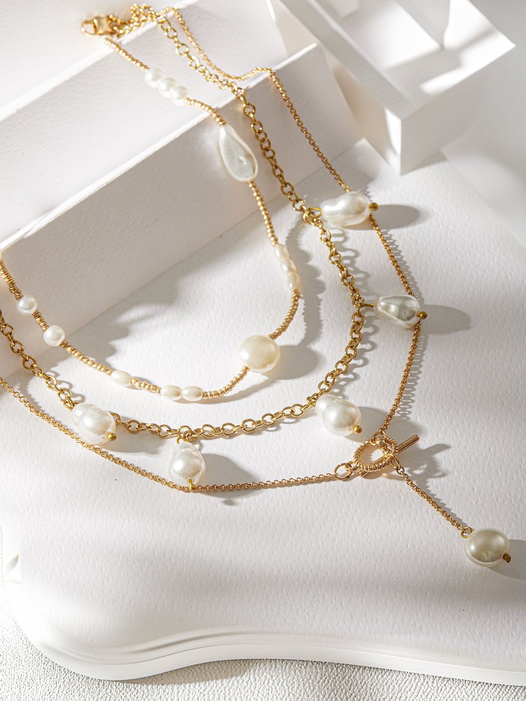 Elegant Multi-Layer Pearl & Chain Necklace ‚Äì Jazz and Sizzle
