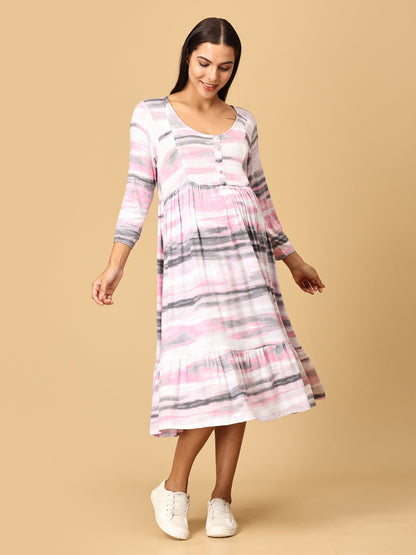 Crème De Rose Maternity Dress with Nursing - DRS - CRMDR - S