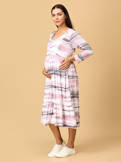Crème De Rose Maternity Dress with Nursing - DRS - CRMDR - S