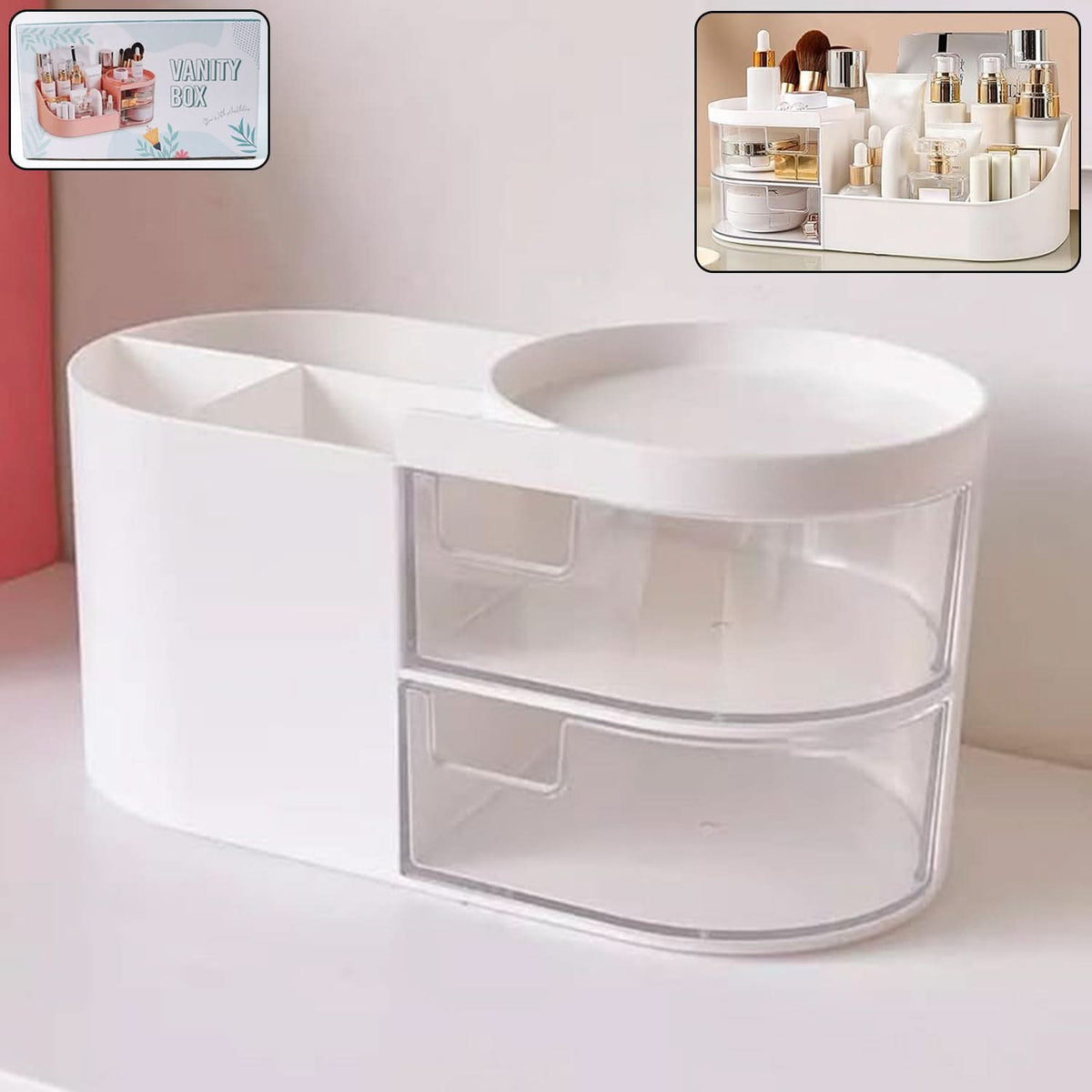 Multi-functional Plastic Vanity Storage Box HP DD