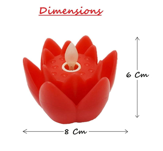 Lotus Flower Shape Light LED Candles Diya for Home Decoration (Red) - HalfPe