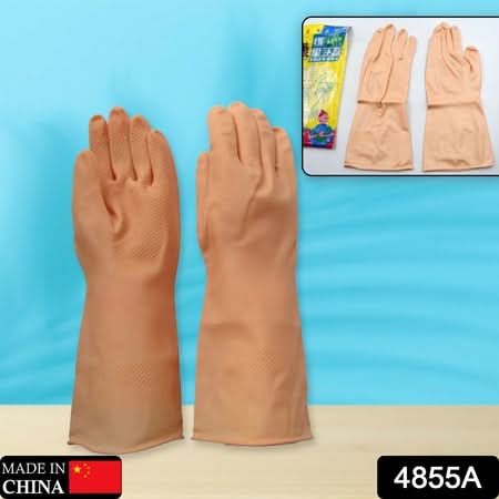 4855a  Multipurpose Natural Gum Rubber Reusable Cleaning Gloves HP DD