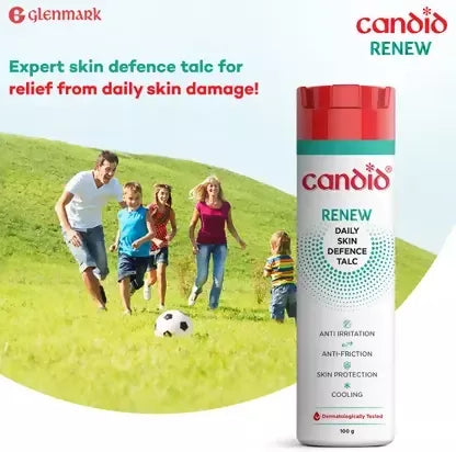 Candid Renew Daily Calamine Talcum Powder | Dermatologically Tested (100g)